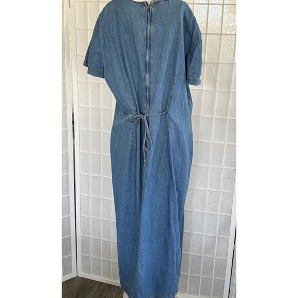 Tickets Clothing Vintage Embroidered Denim‎ Back Zip Maxi Dress Women’s Size 18T - Picture 5 of 14